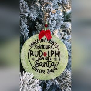 🎄✨ Handmade Wooden Christmas Ornament – “Dance Like Frosty, Shine Like Rudolph,